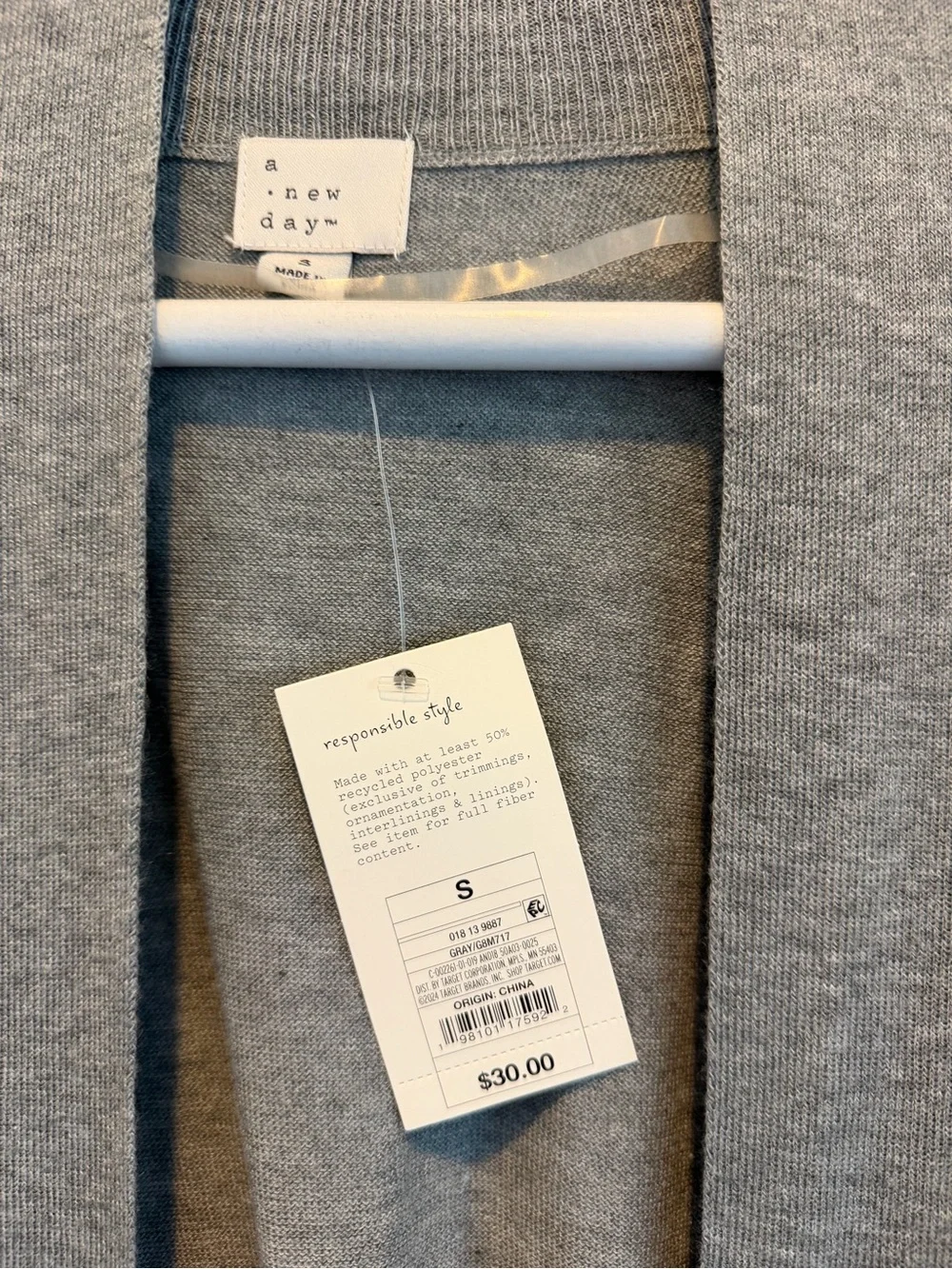 NWT A NEW DAY Light Gray Open-Front Long Cardigan